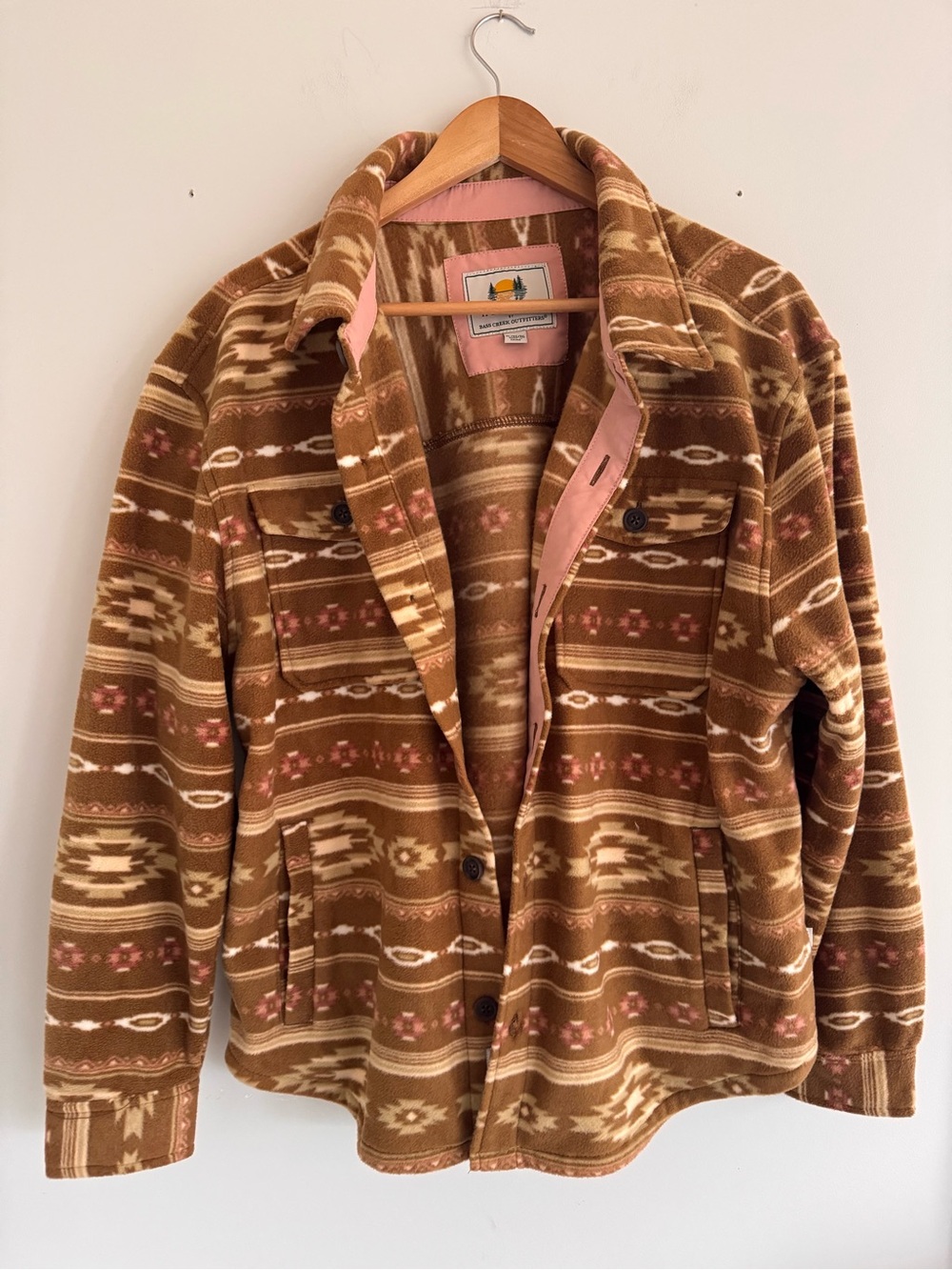 Classic Patterned Button-Up Shacket - Brown - Picture 2 of 8